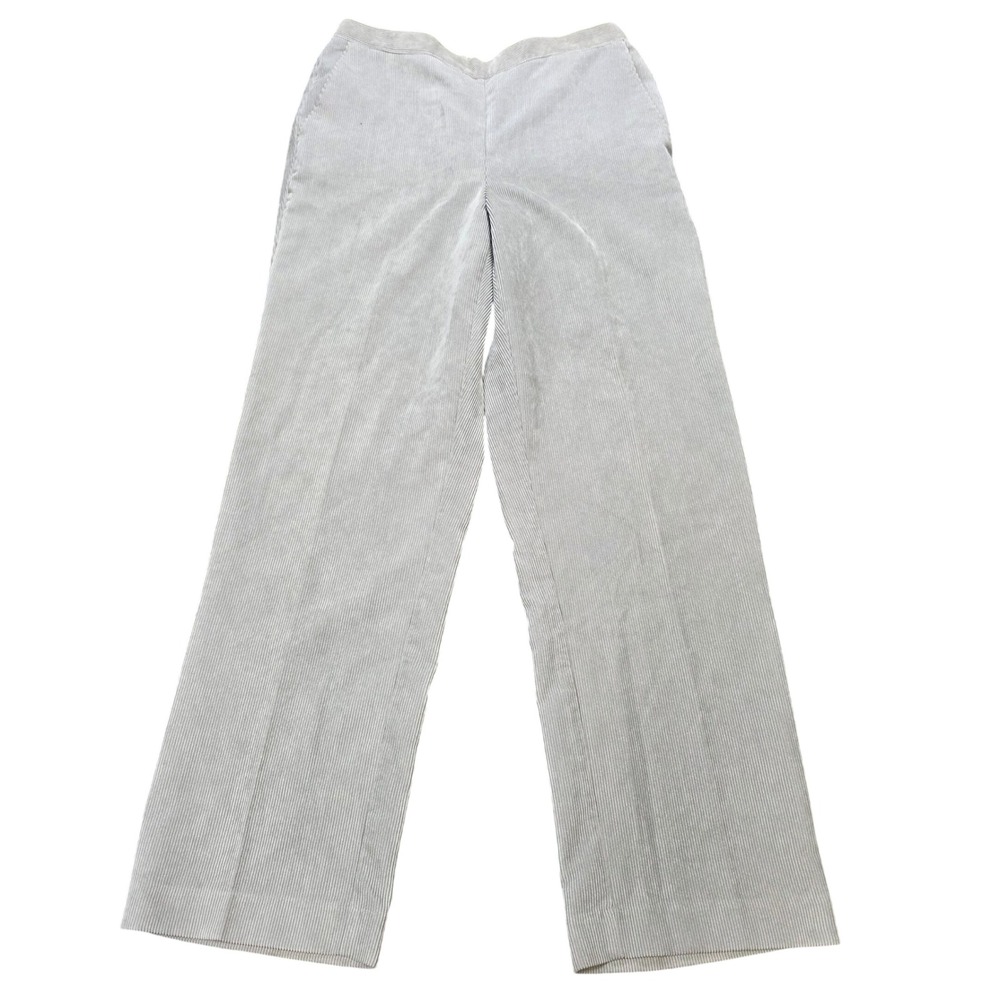 Alfred Dunner Corduroy Pants Women's Size 10 Gray Straight Leg Elastic High Rise